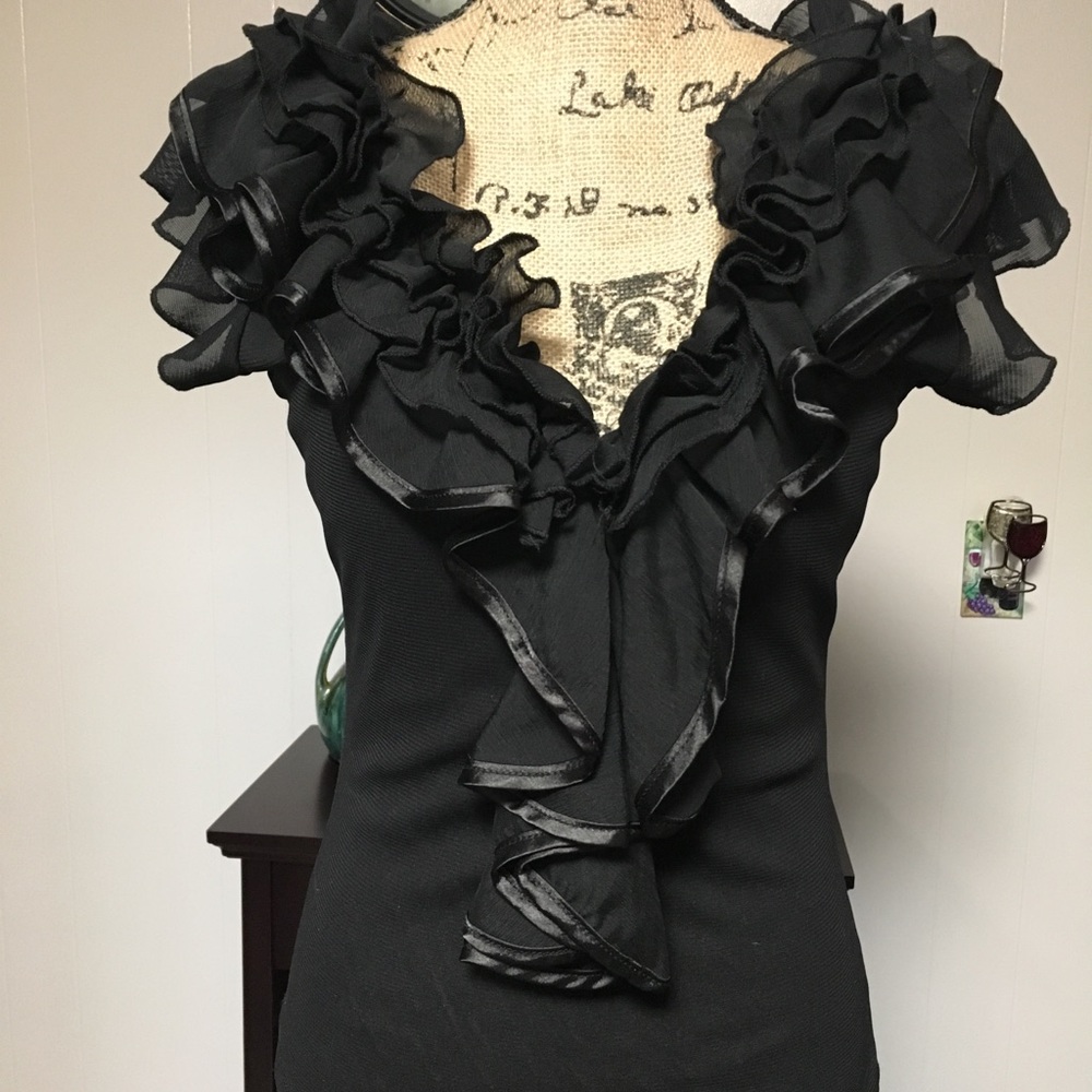 Sexy Black Ruffled Top